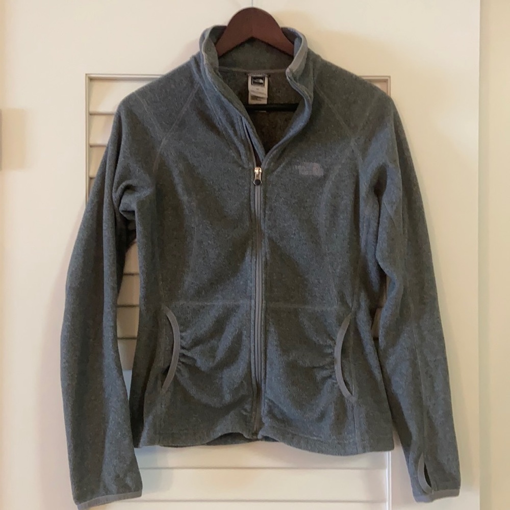 North Face Grey Fleece Zip Up Jacket